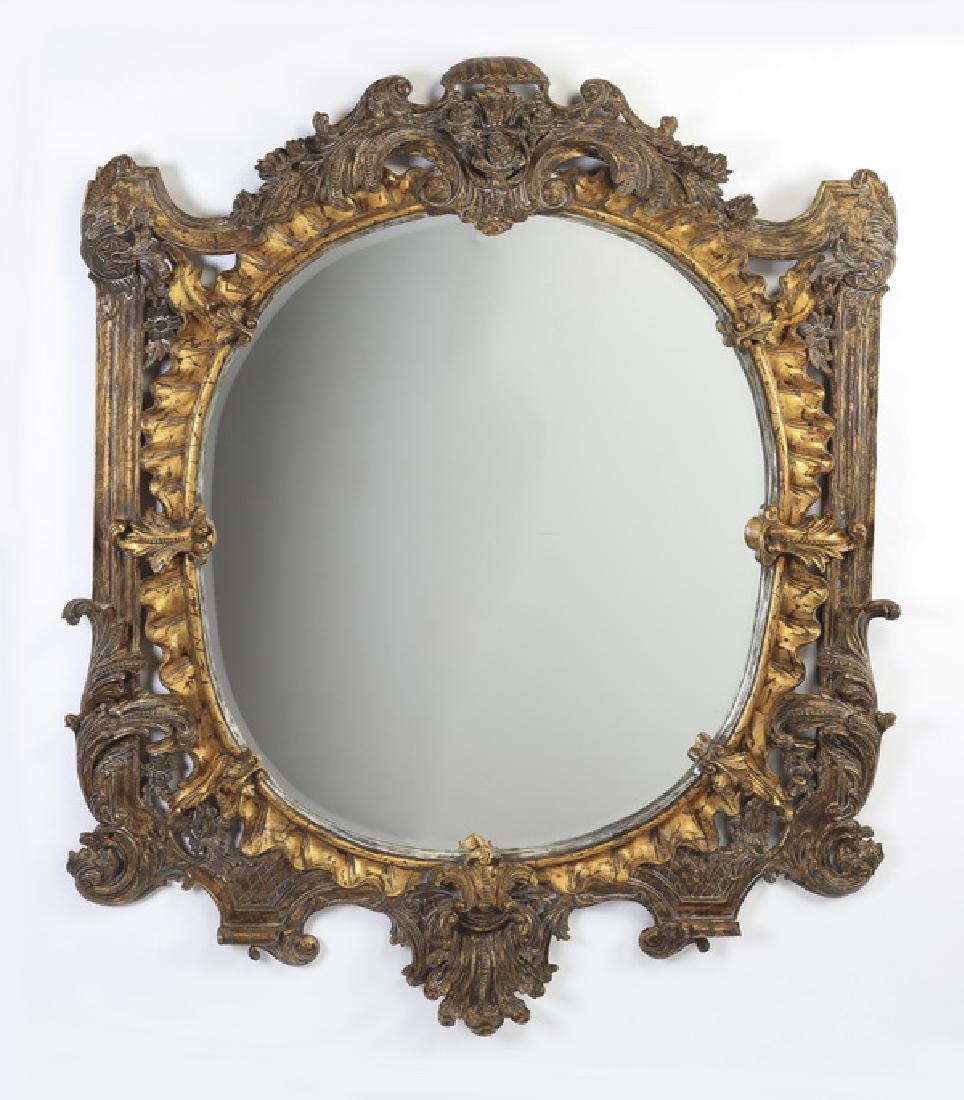 Louis XV style parcel gilt carved mirror, 67"h (1 of 4)