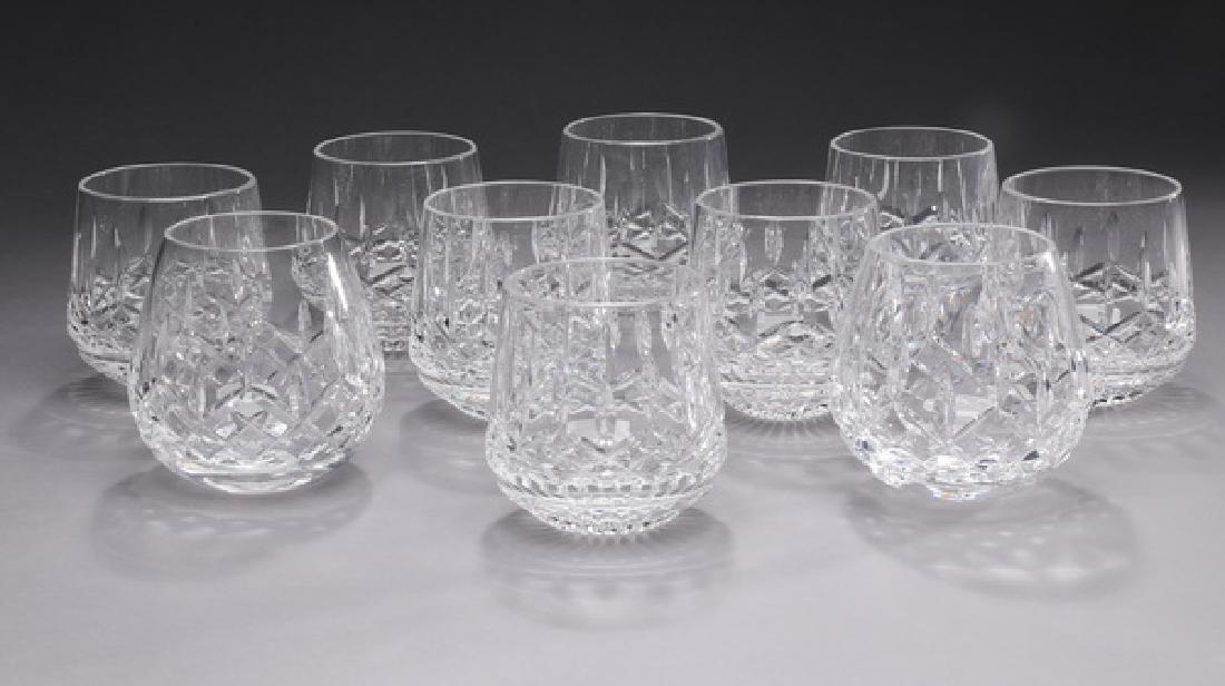 (10) Waterford crystal stemless red wine glasses