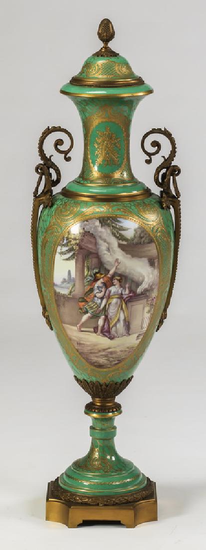 Large Sevres style porcelain urn, 34"h (1 of 7)
