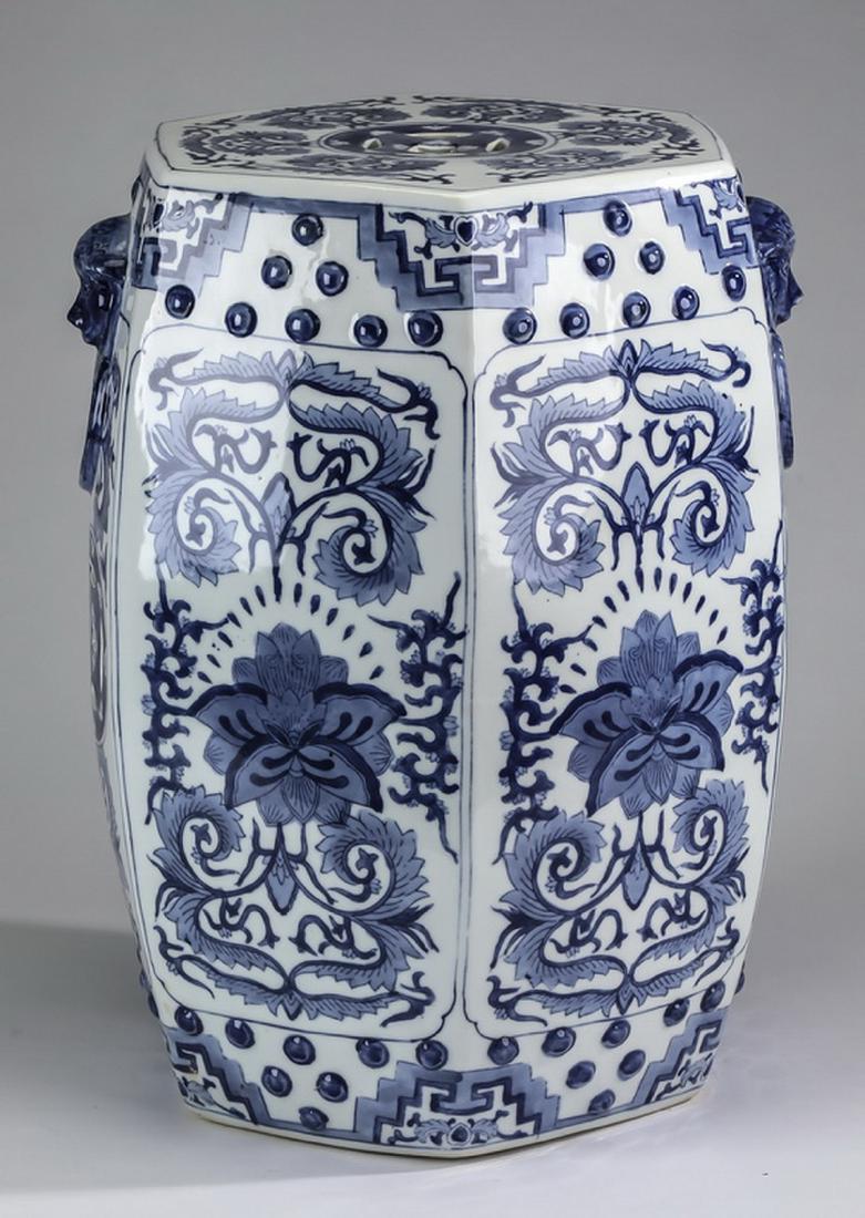 Chinese blue & white lotus garden seat (1 of 6)