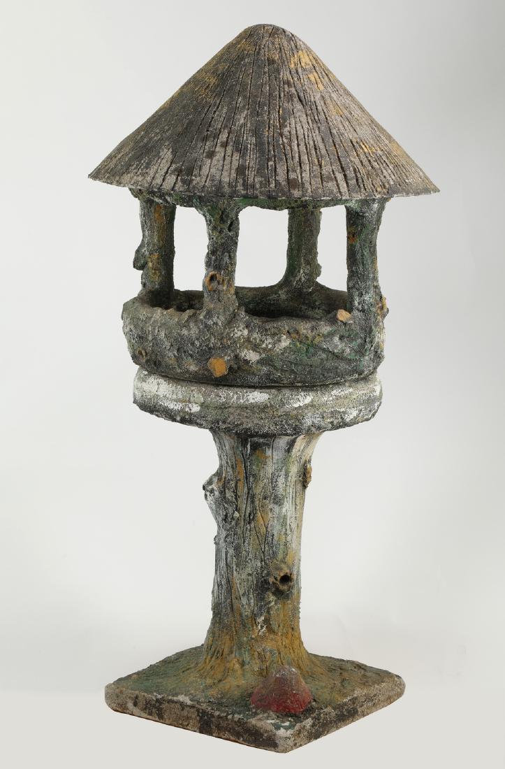 Whimsical French cast stone bird feeder, 48"h (1 of 3)