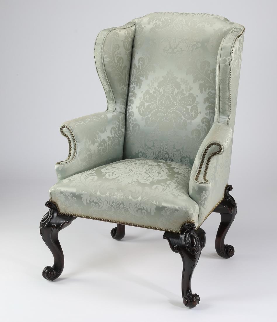 Georgian style wingback chair in Scalamandre damask (1 of 4)
