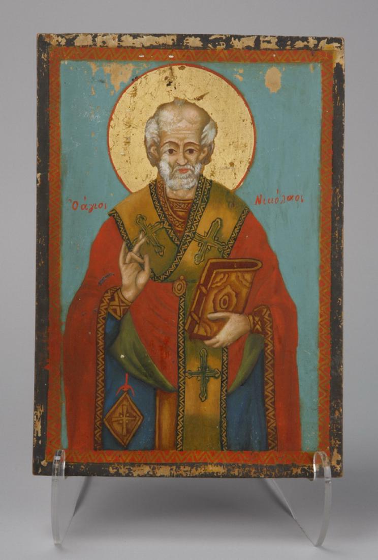 Early 20th c. Greek Orthodox icon of St. Nicholas (1 of 4)