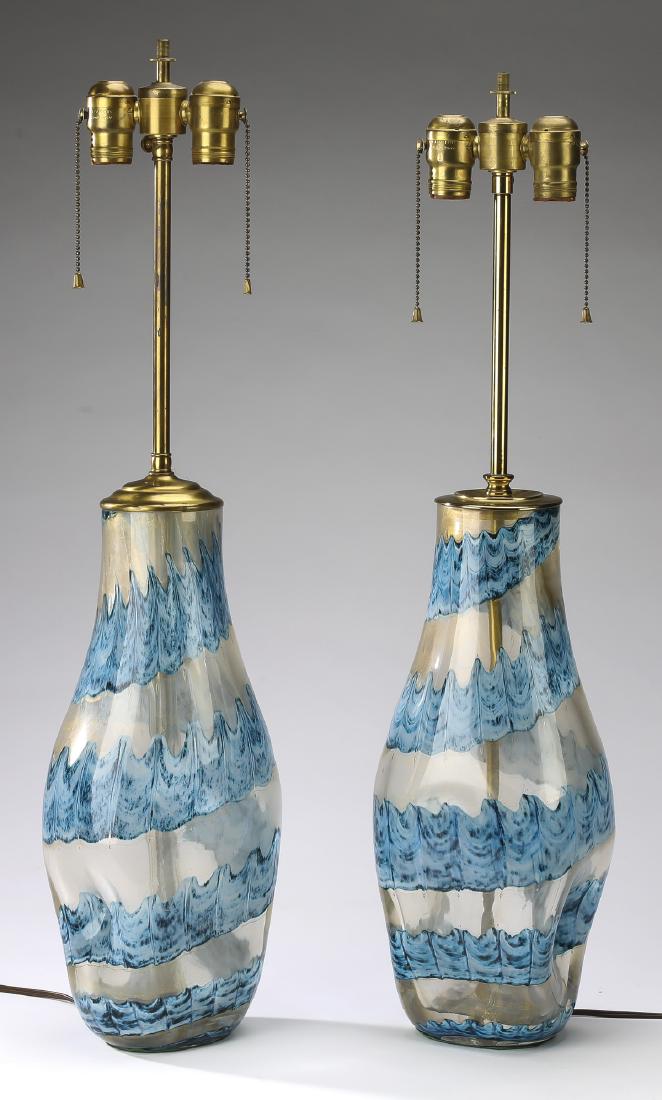 (2) Hand blown Murano glass table lamps, 32"h (1 of 3)