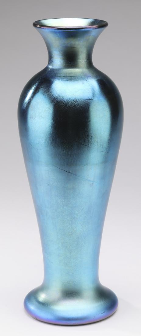 Carder era Steuben blue aurene vase, 13"h (1 of 2)