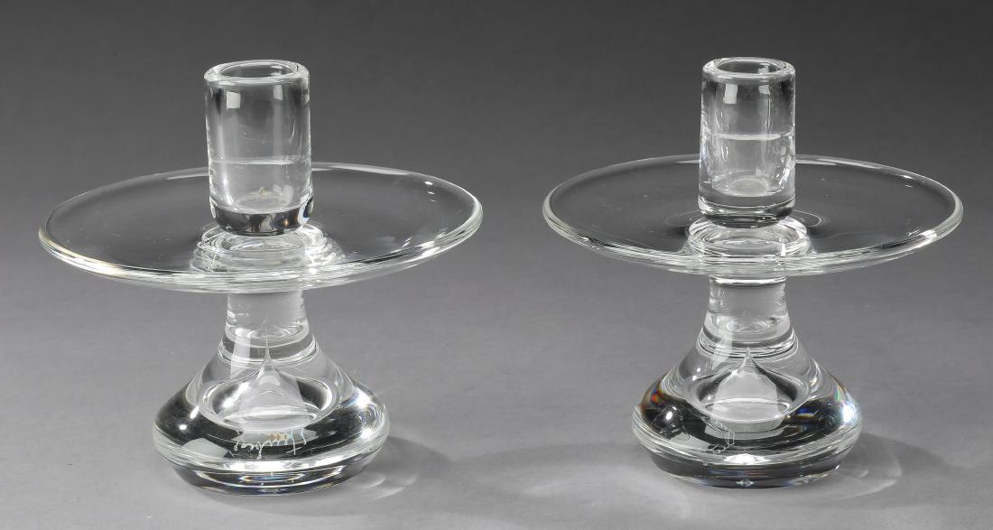 (2) Steuben crystal 'Tear Drop' candlesticks, 5"h (1 of 2)