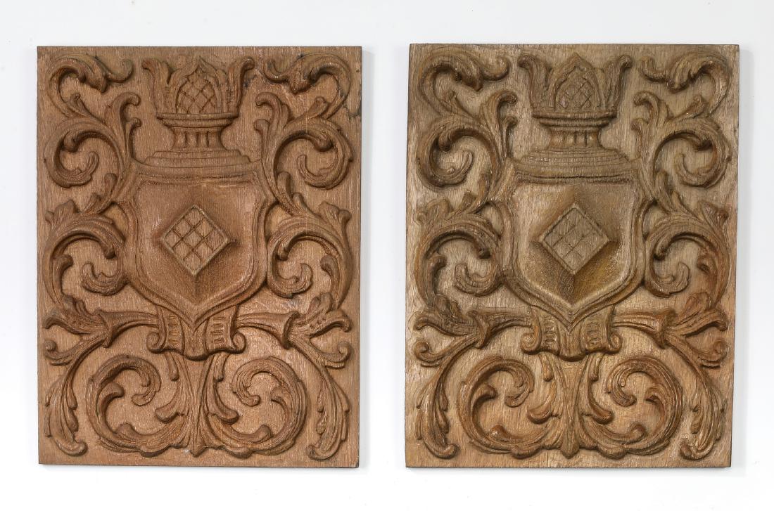 (2) Carved architectural panels with central shield (1 of 2)