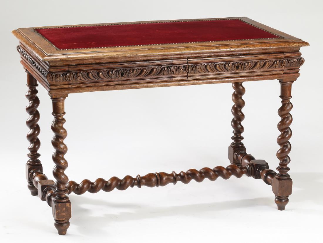 19th c. French Renaissance Revival oak desk, 53"l (1 of 3)