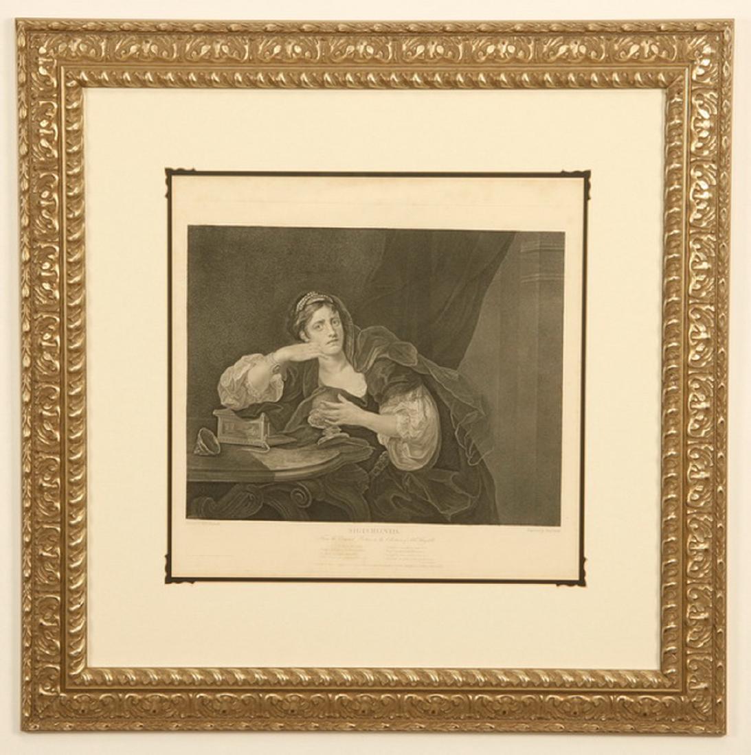 After Hogarth, 18th c engraving 'Sigismonda mourning' (1 of 2)