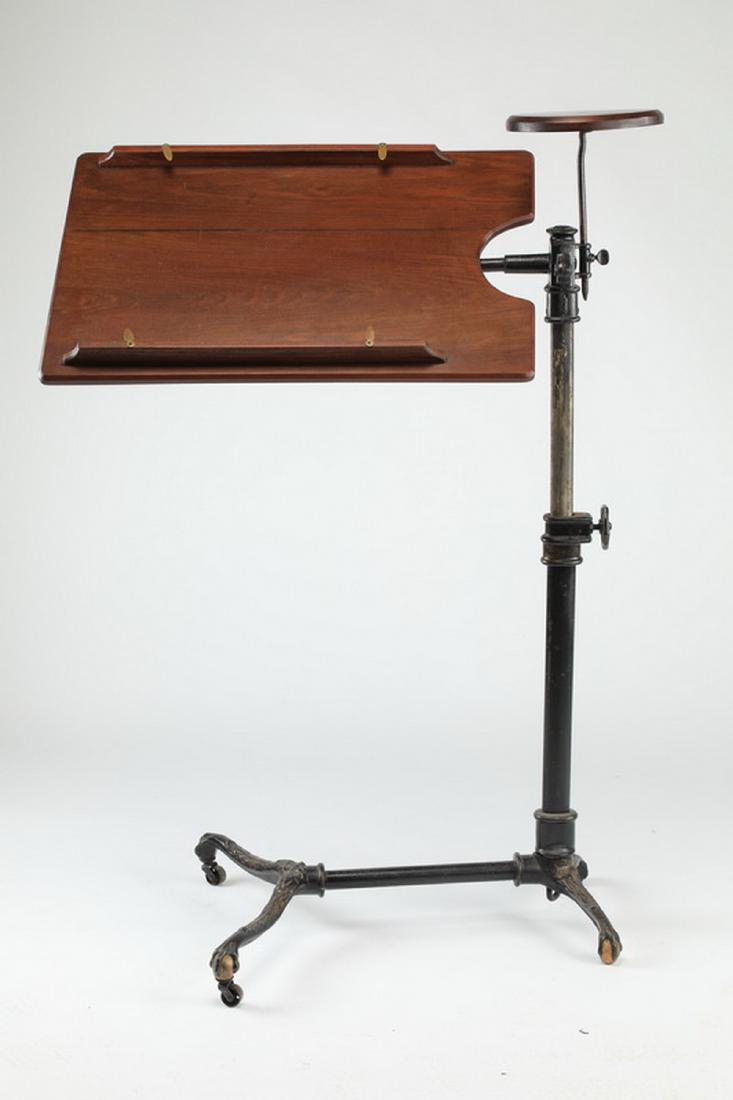 19th c. oak & cast iron drafting table, 44"h (1 of 5)