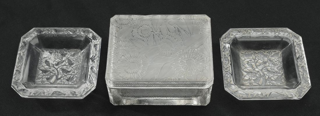 3-Pcs. Lalique crystal incl. R. Lalique 'Zinnias' box (1 of 6)
