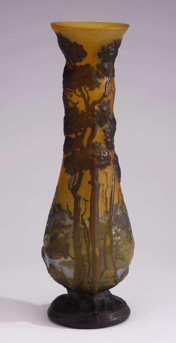 Large Art Nouveau style cameo glass vase, 24"h (1 of 3)