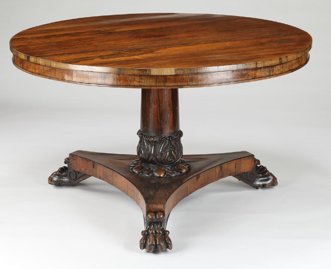 19th c. Empire rosewood veneered center table (1 of 3)