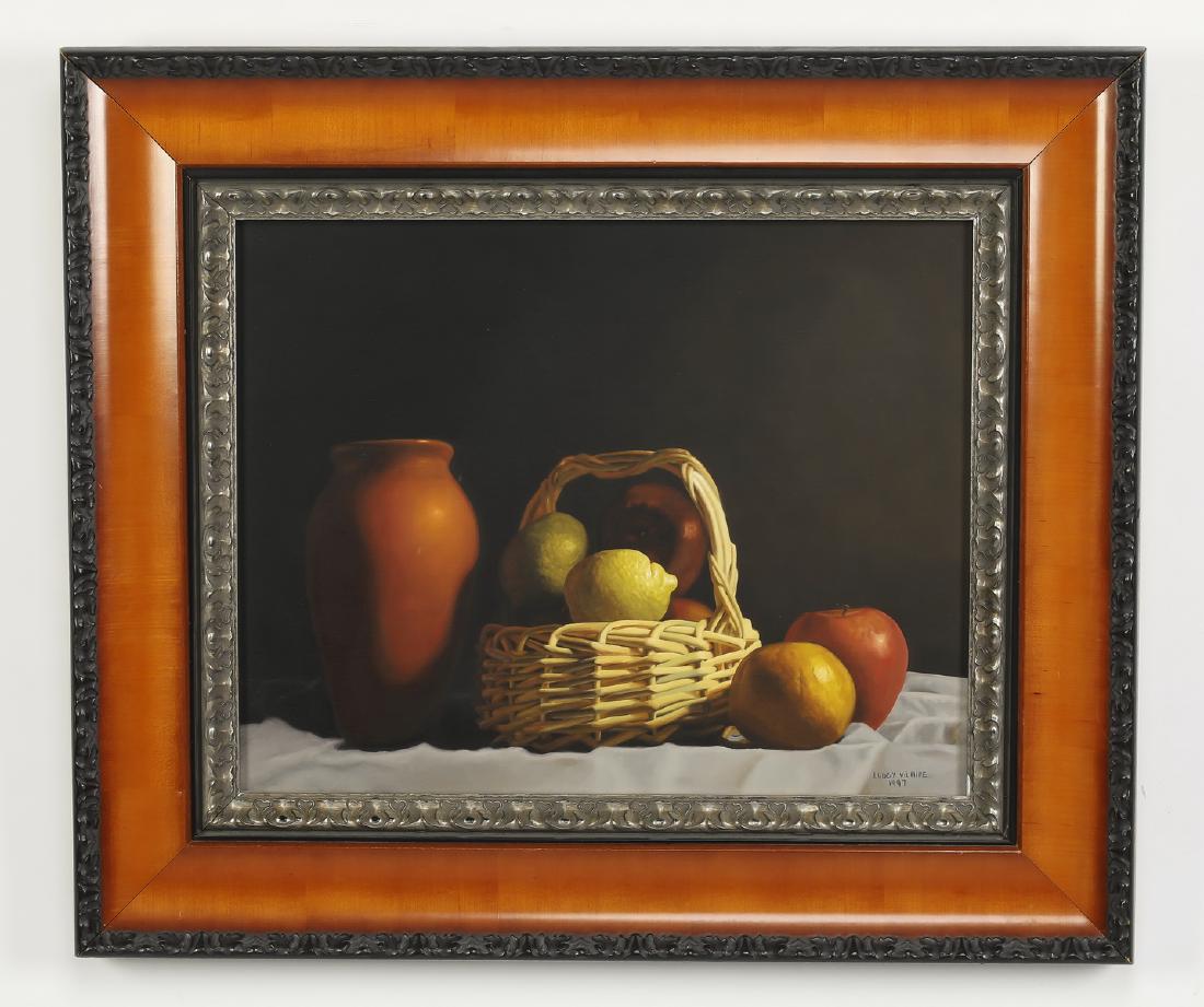 Ludgy Vilare signed O/c still life of fruit w/ basket (1 of 3)