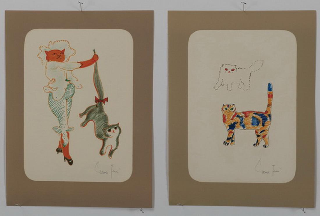 (16) Leonor Fini signed playful cat lithographs, 13"h (1 of 8)