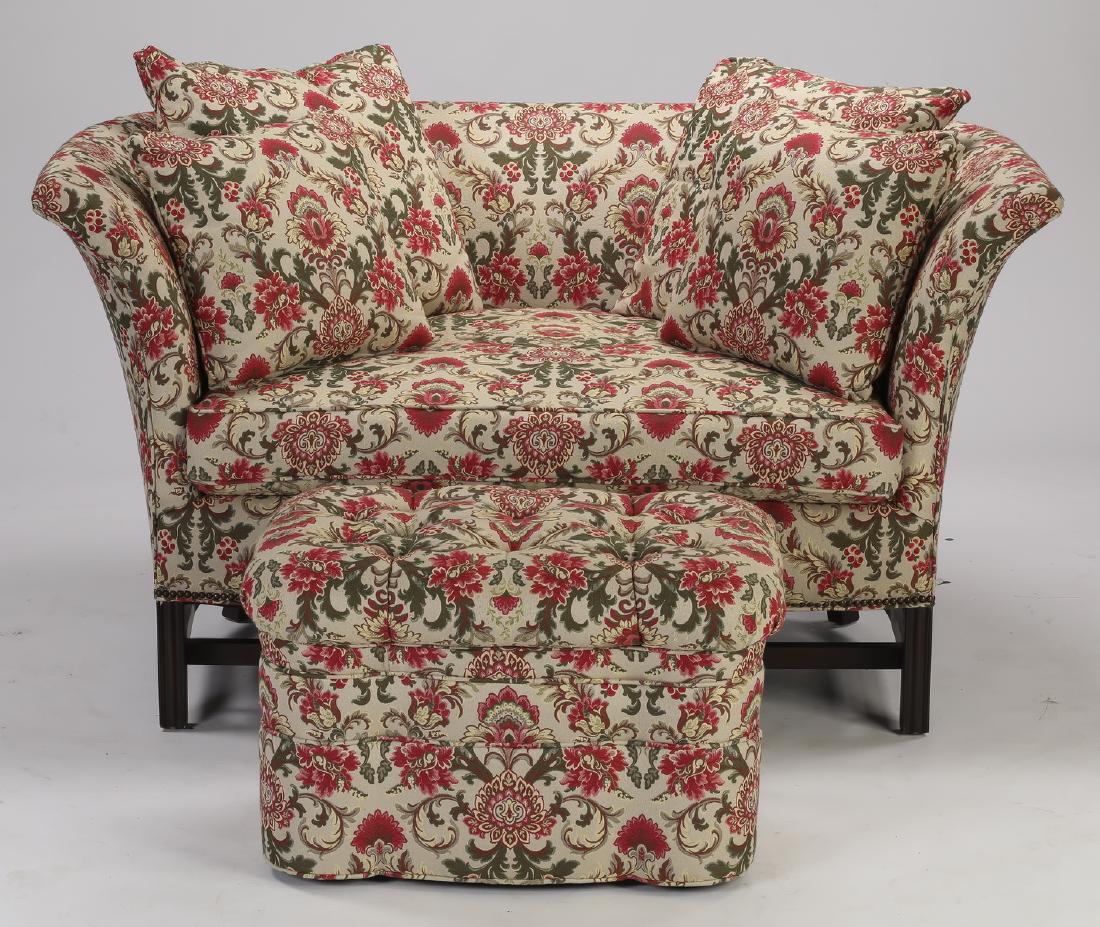 Floral tapestry upholstered settee & ottoman (1 of 2)