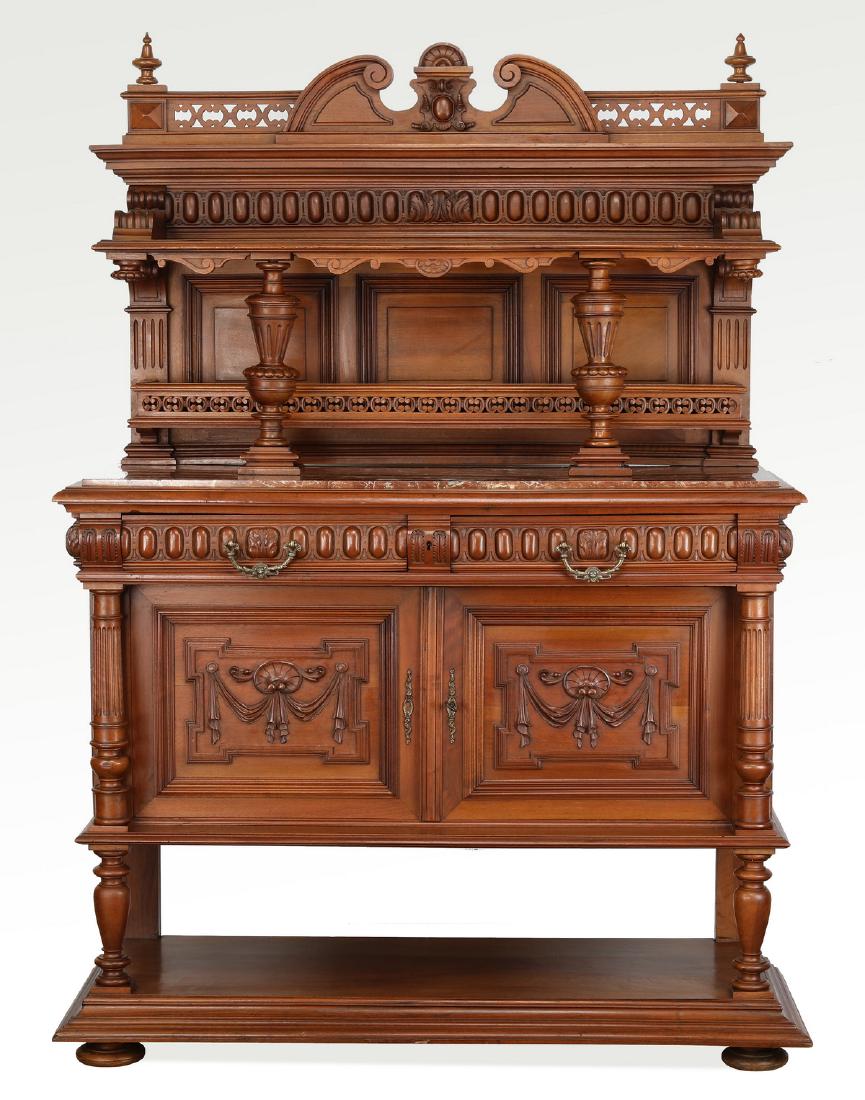 19th c. French walnut marble top buffet (1 of 4)