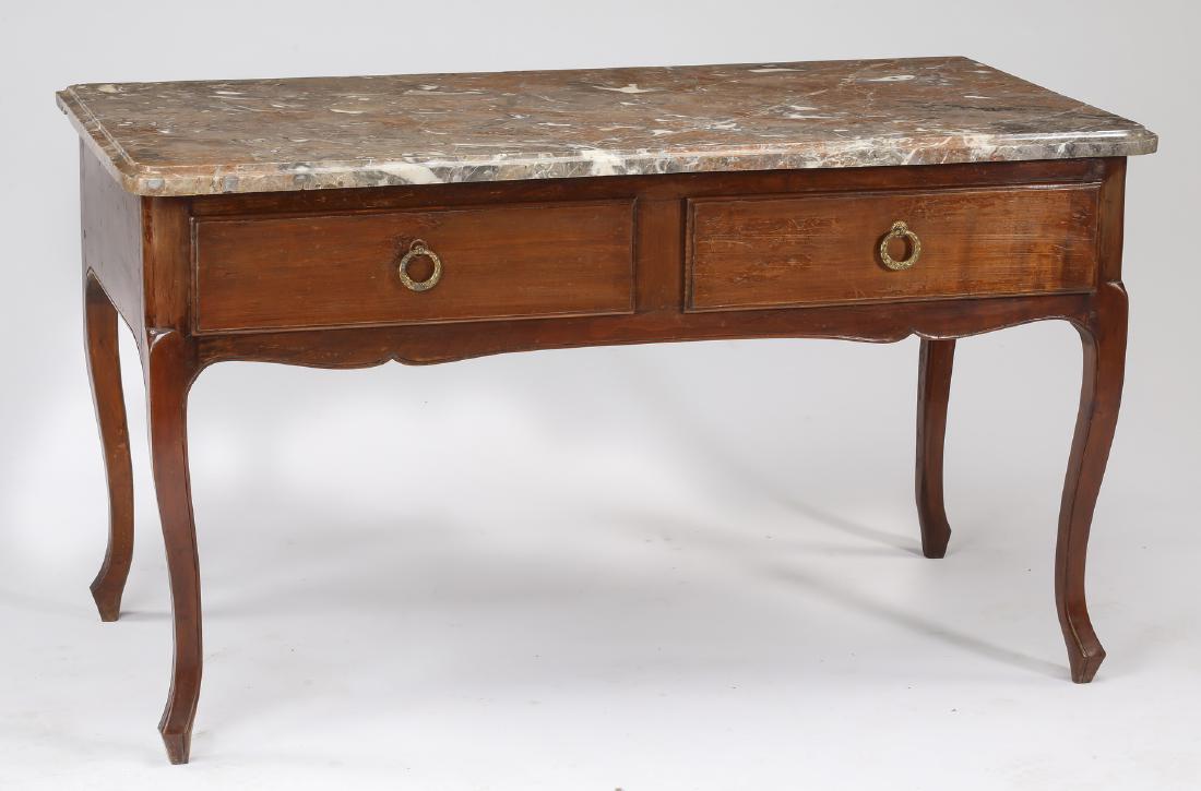 19th c. French walnut marble top console or desk (1 of 3)