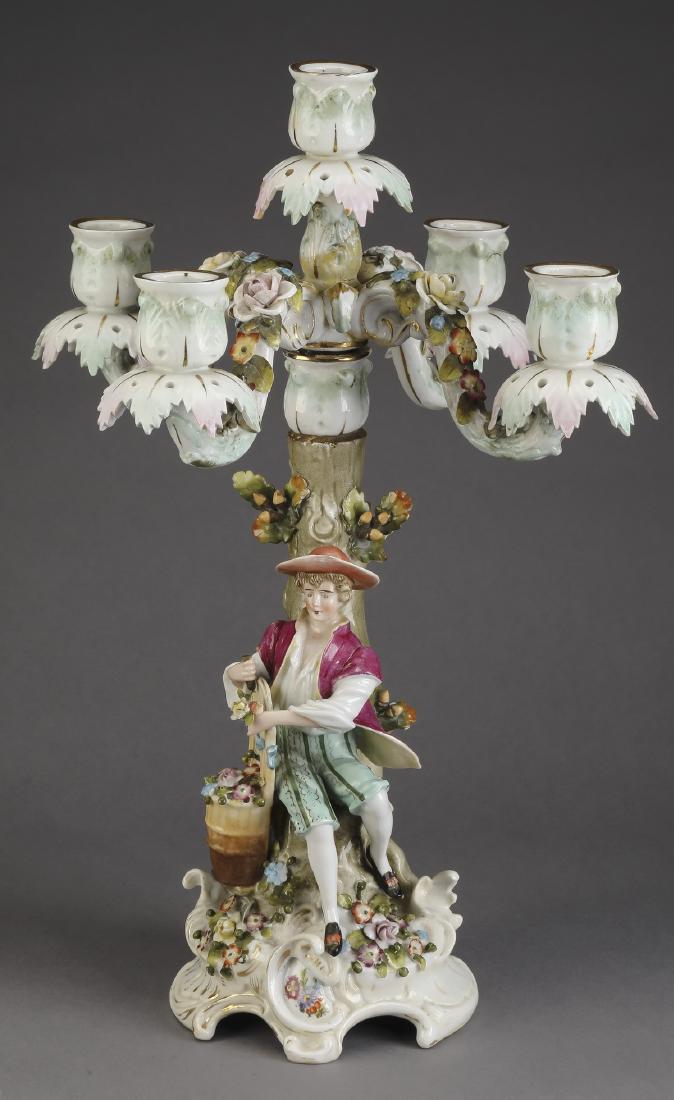 Sitzendorf figural porcelain candelabrum, marked (1 of 4)