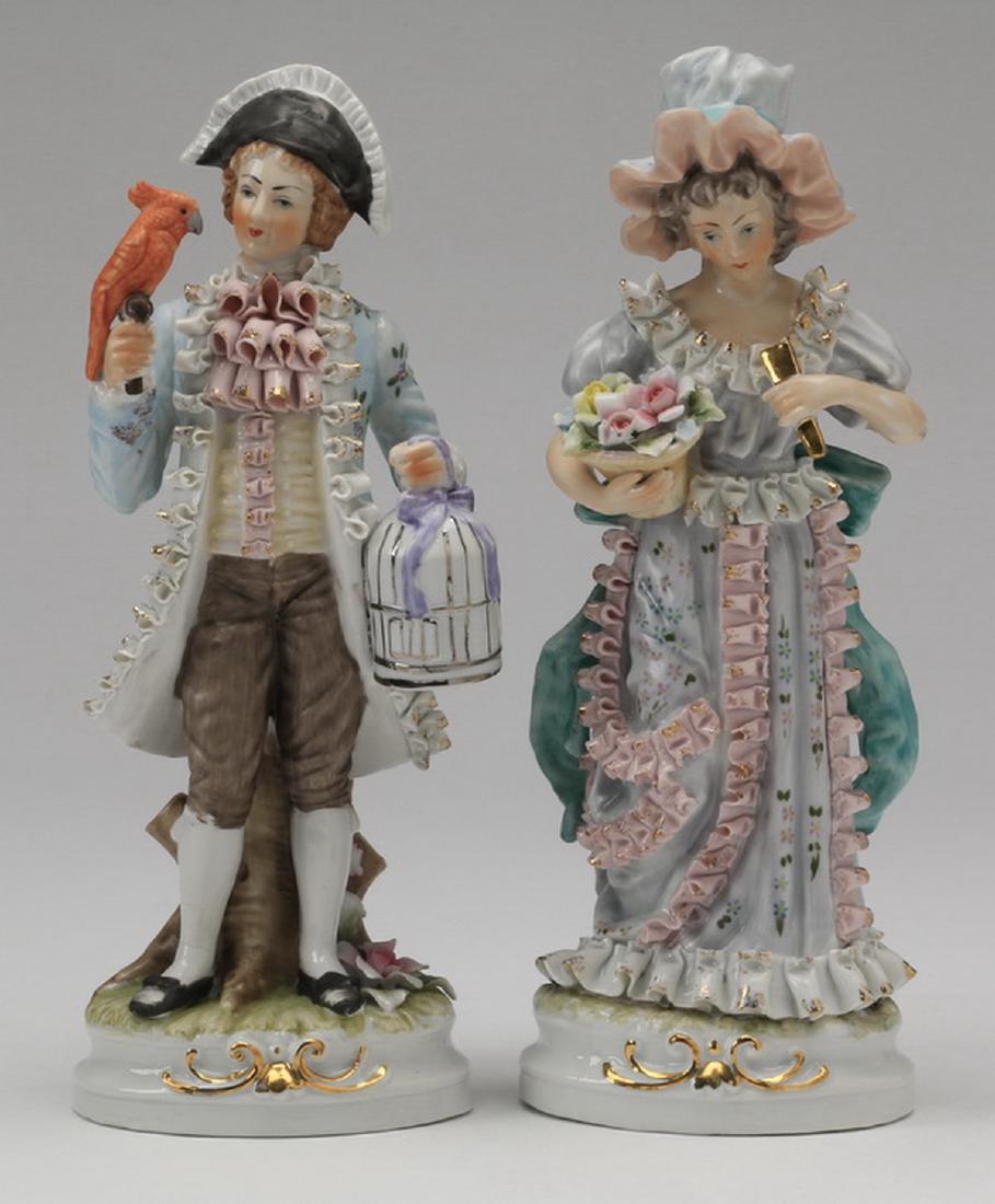 (2) Porcelain figurines in the style of Dresden, 11"h (1 of 7)
