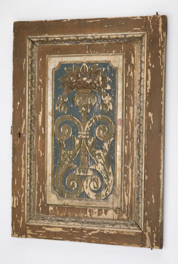 19th c. carved architectural panel, 27"h (1 of 2)