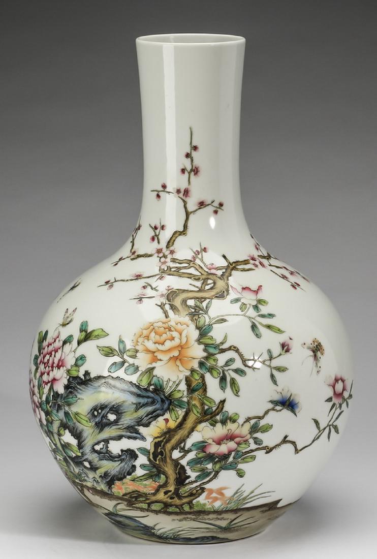 Large Chinese bottle vase, inscribed, artist's seal (1 of 6)