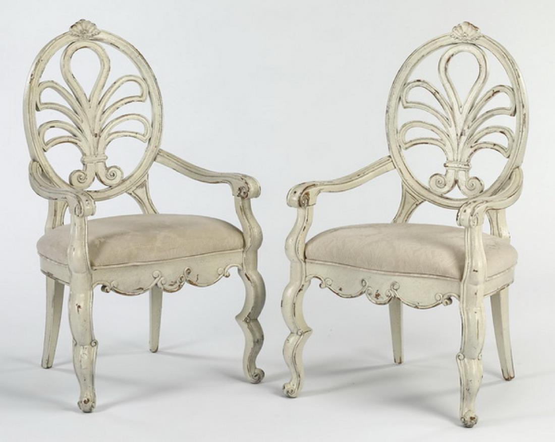 (2) French Provincial style paint-decorated armchairs (1 of 2)