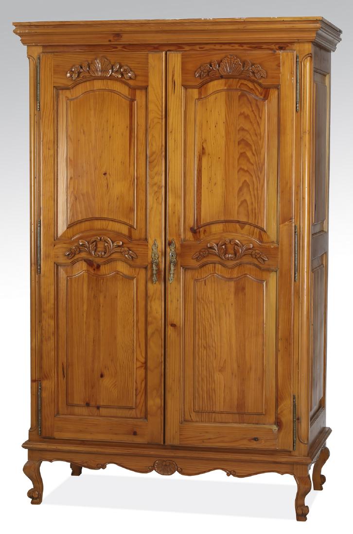 French inspired pine armoire w/ shelves (1 of 2)