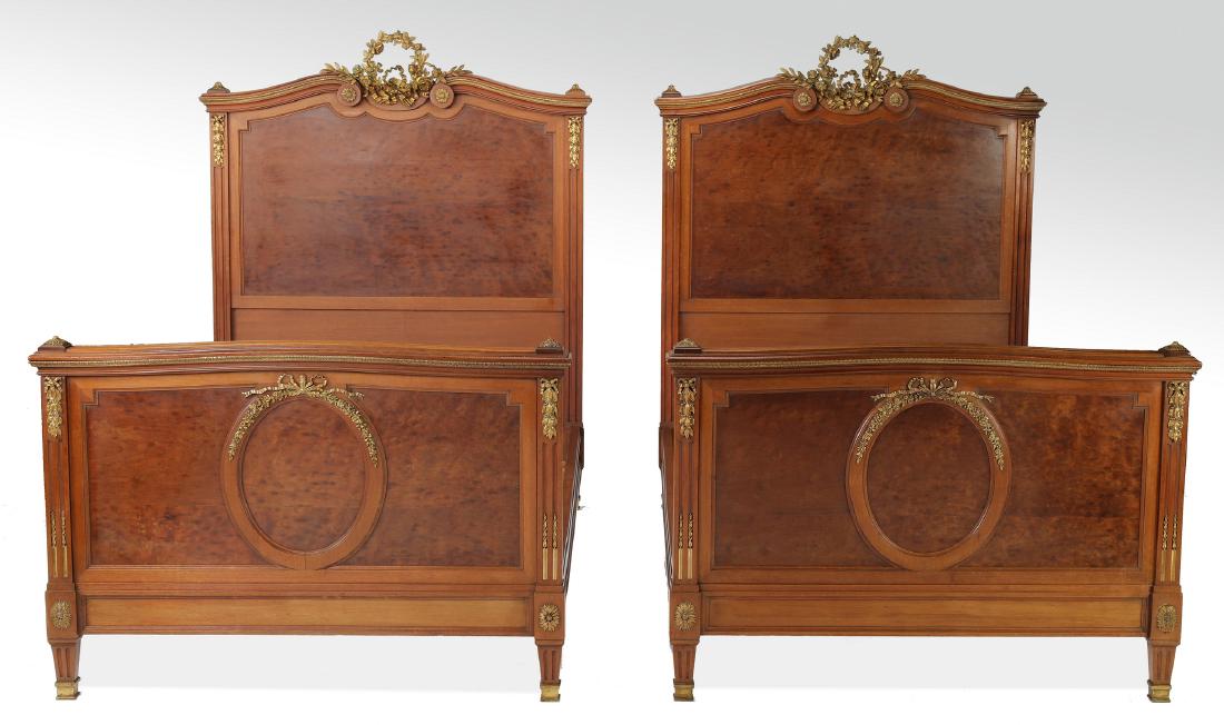 (2) 19th c French bronze mounted walnut beds (1 of 3)