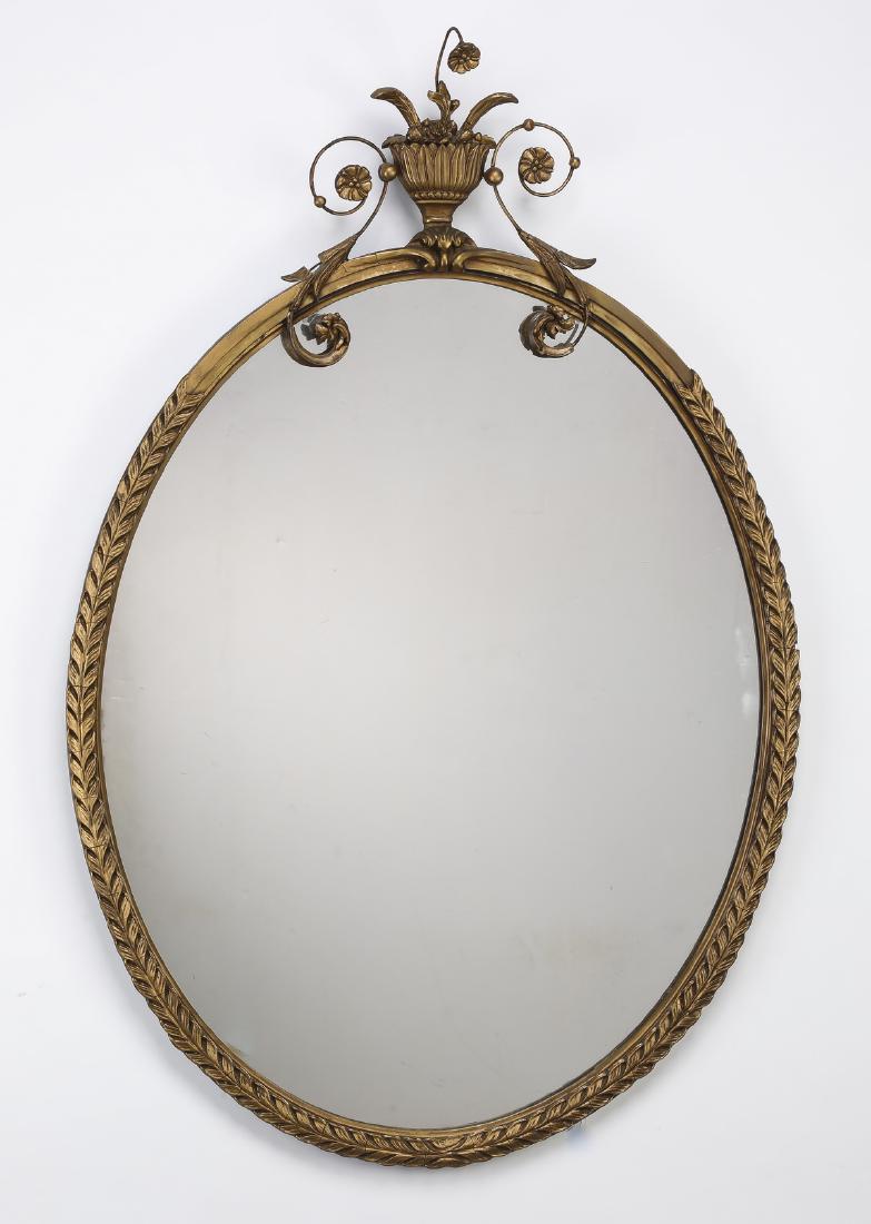 Early 20th c. Federal Style gilt wood mirror, 40"h (1 of 2)