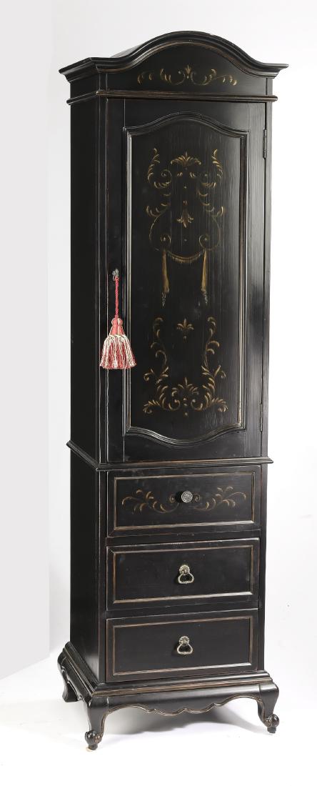 Slim, ebonized French style cabinet (1 of 2)