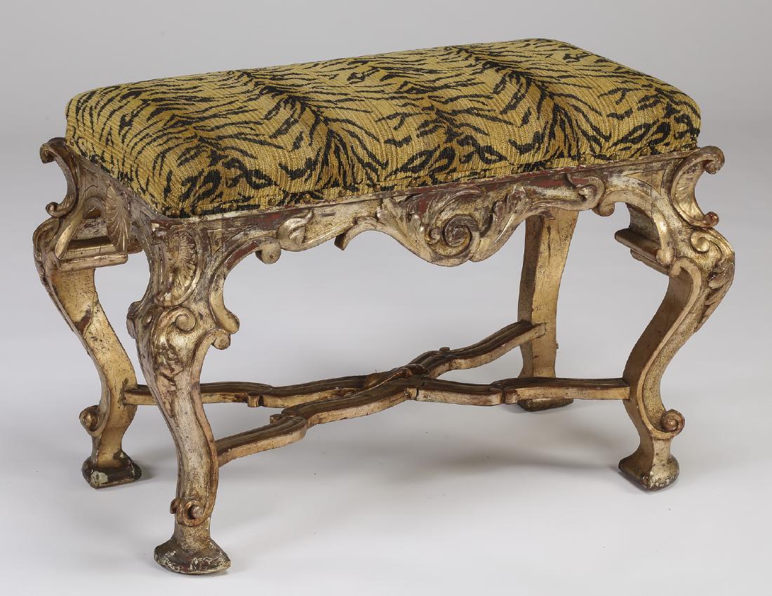 French gilded stool  w/ tiger print seat (1 of 2)