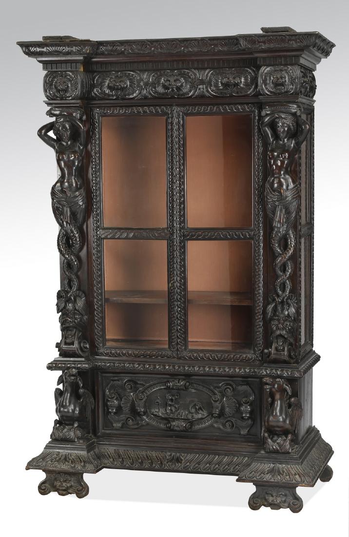19th c. Italian carved and ebonized figural cabinet (1 of 6)