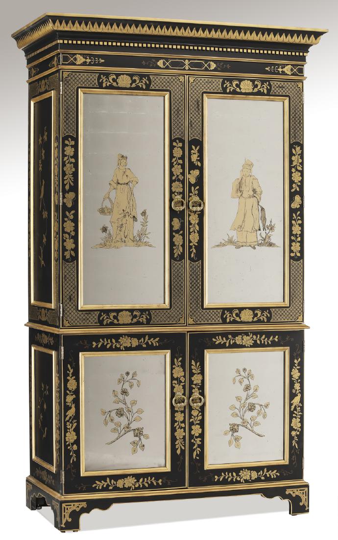 EJ Victor Chinoiserie inspired ebonized armoire (1 of 5)