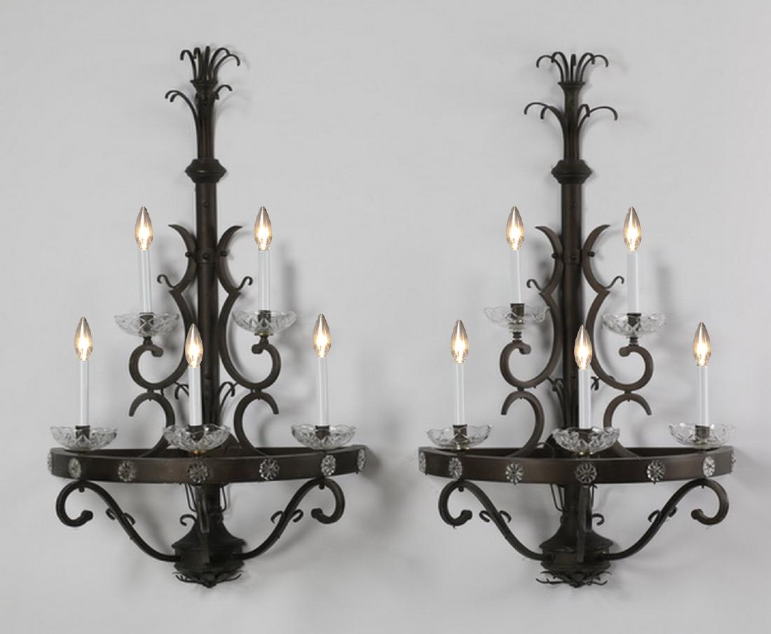 (2) Wrought iron 5-light wall sconces, 46"h (1 of 3)
