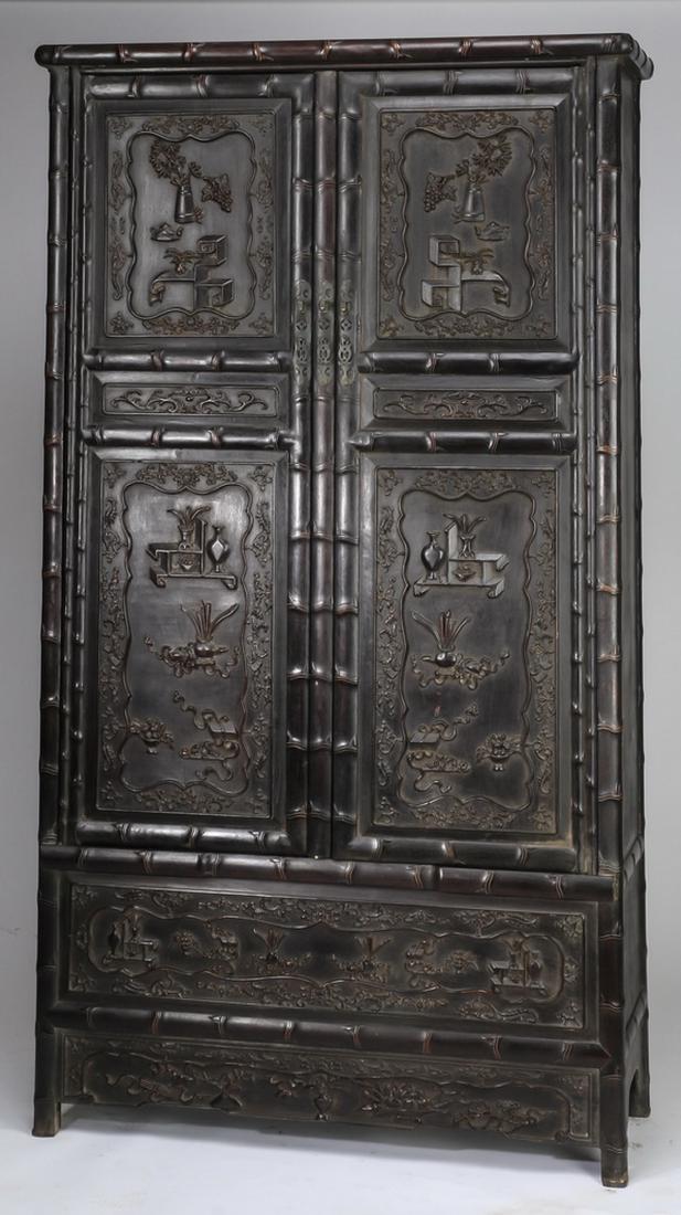Chinese carved 'bogu' cabinet, 78.5"h (1 of 11)