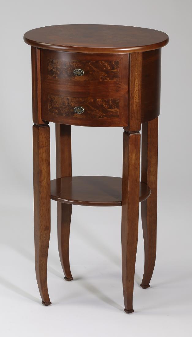 Petite contemporary burl and mahogany side table (1 of 3)