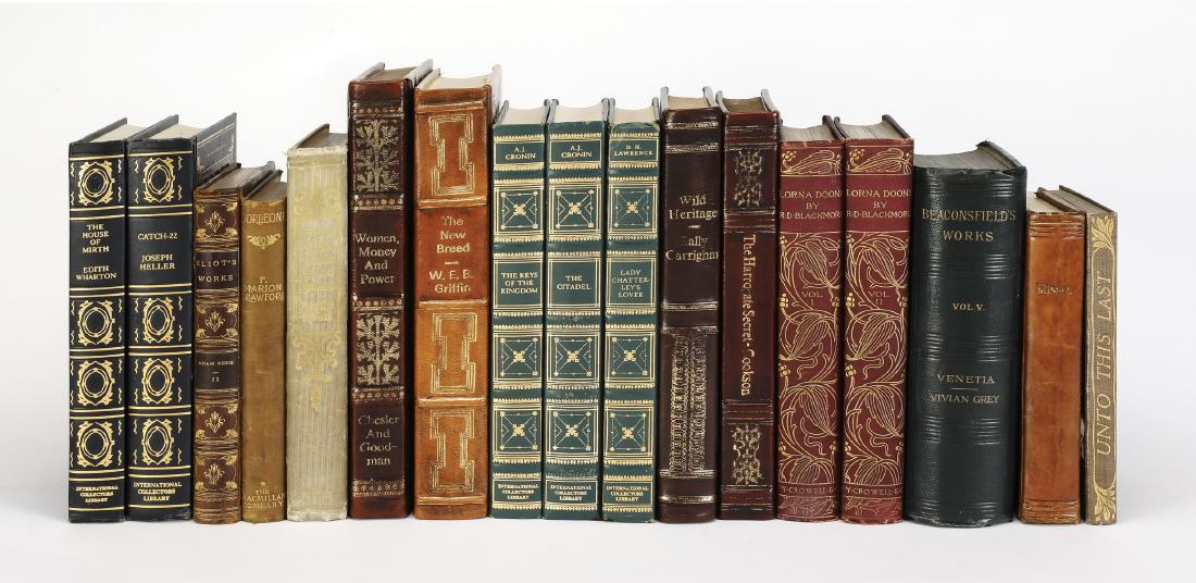 (17) Group of assorted leatherbound books (1 of 1)