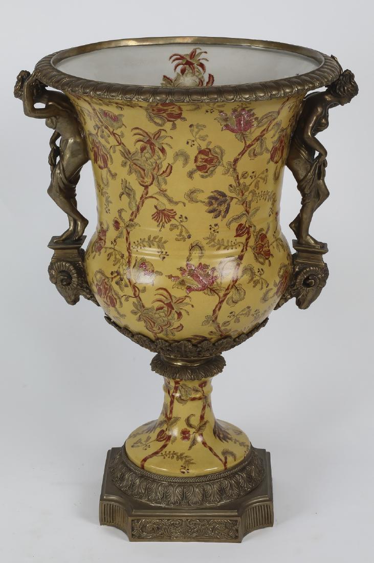 Porcelain & bronze Neoclassical style handled urn (1 of 4)