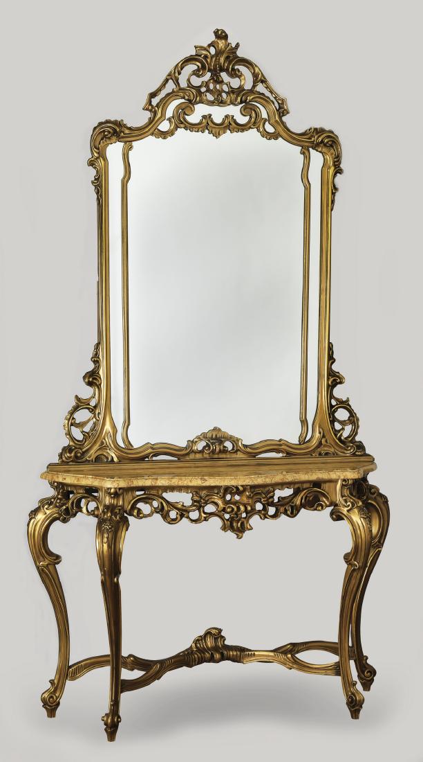 19th c. Italian marble top console w/ mirror (1 of 1)