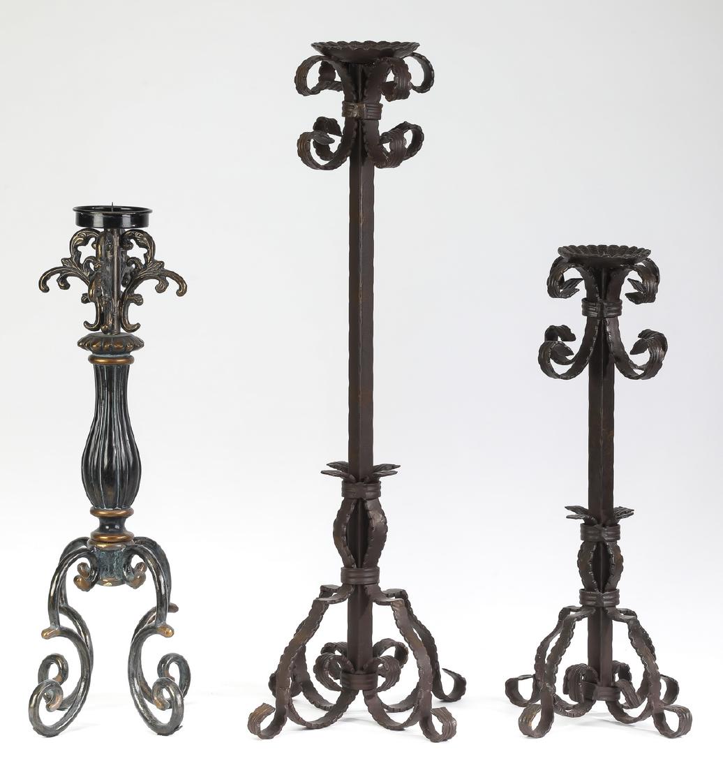 (3) Spanish Revival style candlesticks, 20" to 28"h (1 of 4)