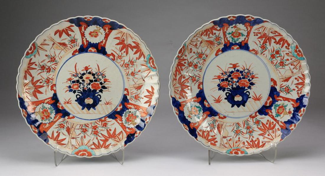 (2) 19th c. Japanese Imari chargers, 18"w (1 of 2)