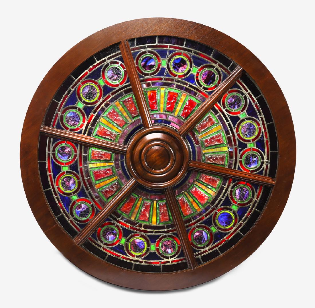 Impressive stained & blown glass panel, 65"dia (1 of 5)