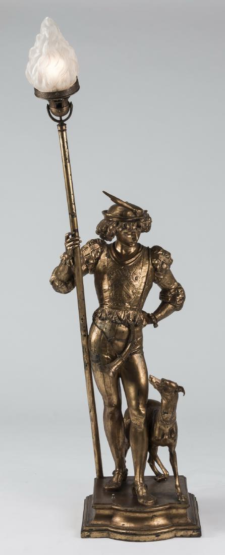 19th c. spelter floor lamp after Miroy Freres, 66" (1 of 6)