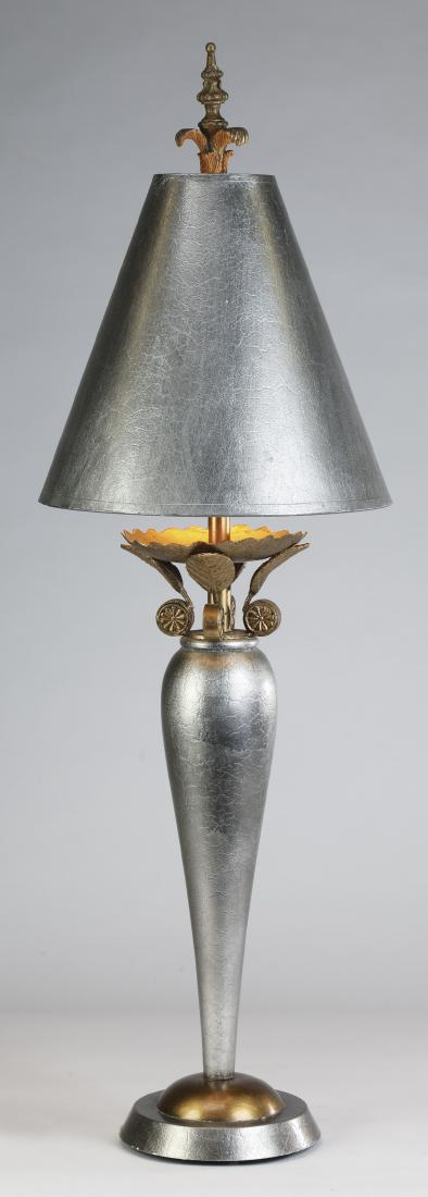 Contemporary silver & gold paint decorated lamp, 38"h (1 of 2)