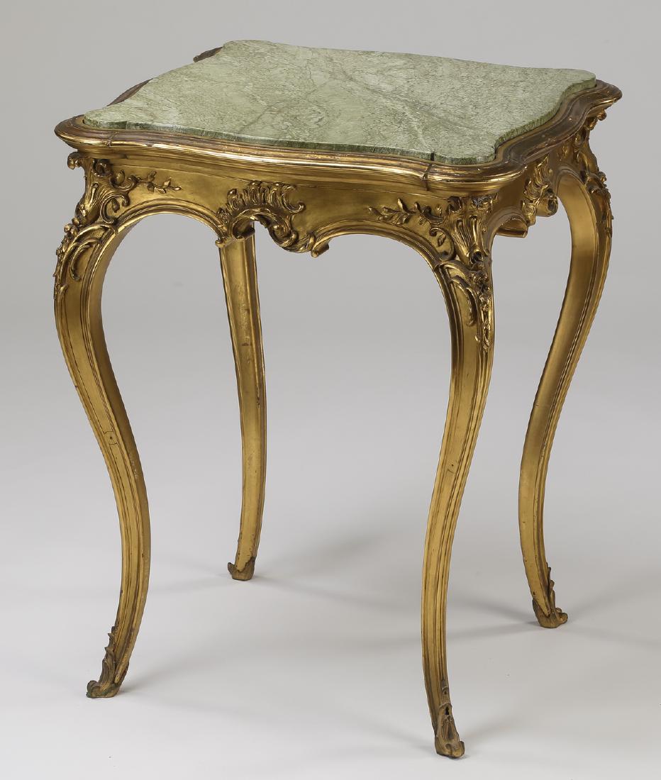 Louis XV style marble top giltwood side table (1 of 2)