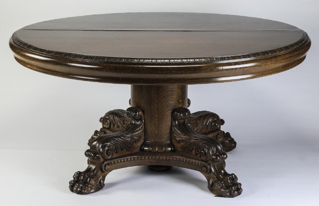 Early 20th c. American carved oak table (1 of 3)