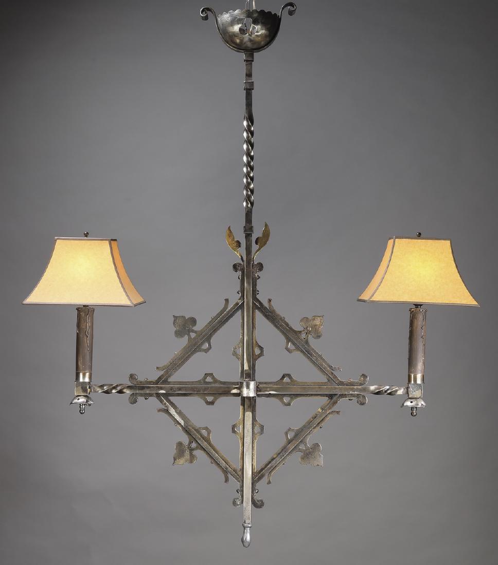 19th c. French wrought iron chandelier, 58"h (1 of 1)