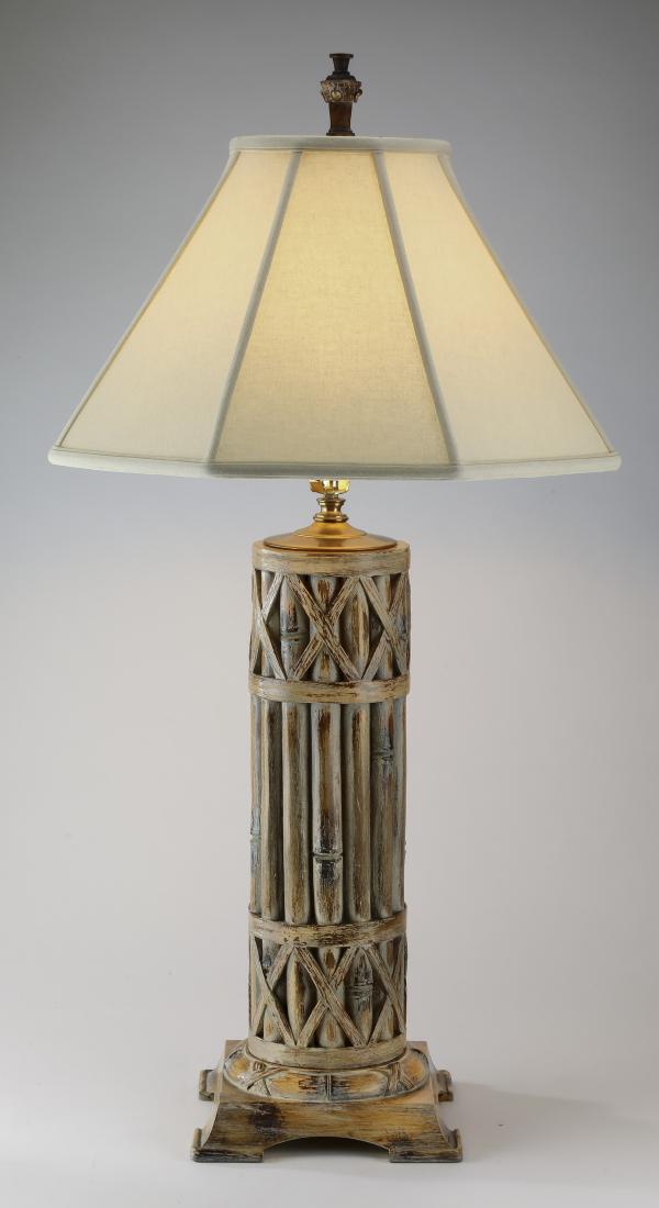 Faux bamboo table lamp, 37"h (1 of 2)