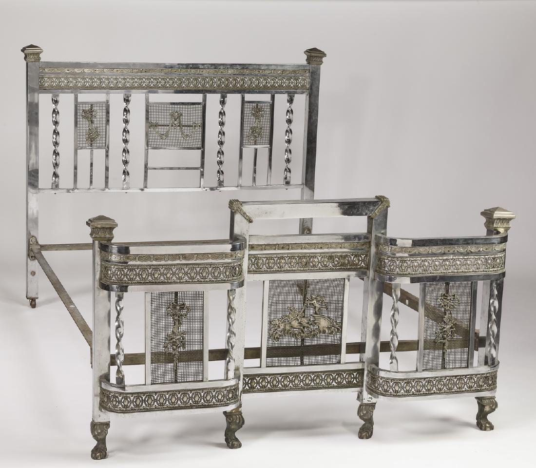 Early 20th c Art Deco nickel plated full size bed (1 of 5)